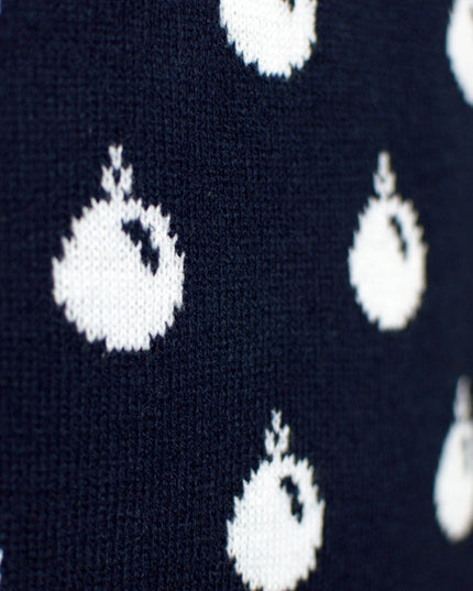 Blauer Weihnachtspullover für Damen mit Rentier- und Schneemotiv