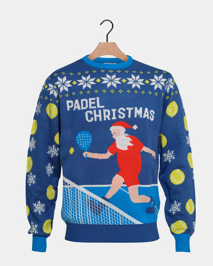 Blauer Padel-Weihnachtspullover