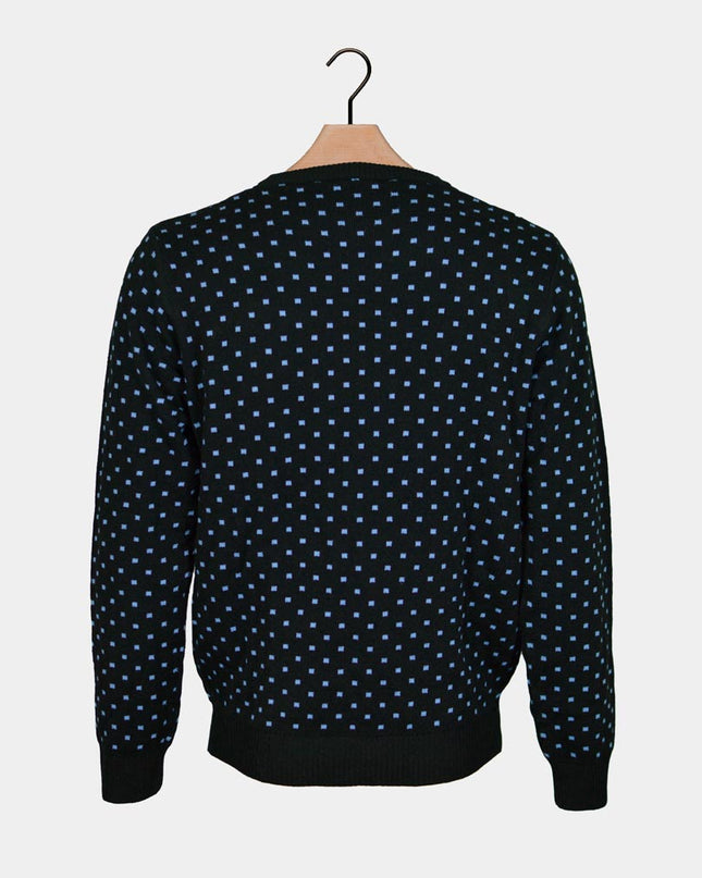 3D Blue Christmas Sweater for Men with Red-Nosed Reindeer