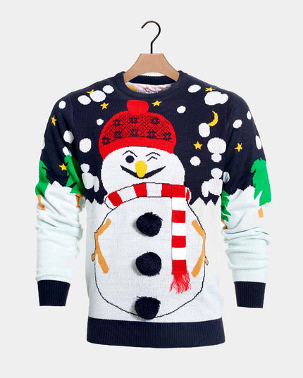 3D-Schneemann-Weihnachtspullover