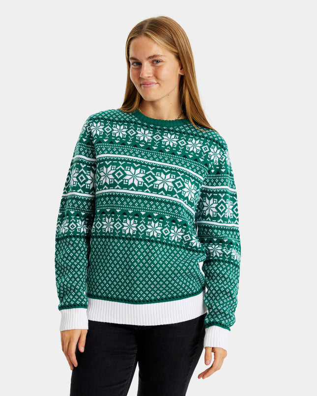 Classic Green and White Chic Couple Christmas Sweater