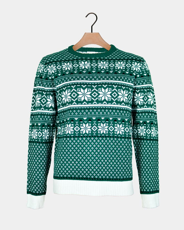 Classic Green and White Christmas Sweater for Couples