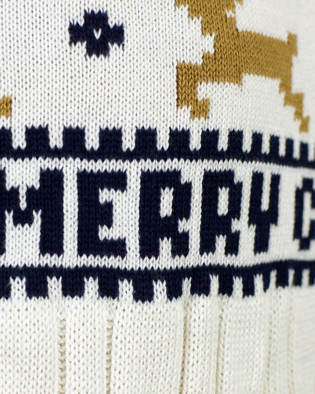 Chic White Christmas Sweater for Men with Reindeer