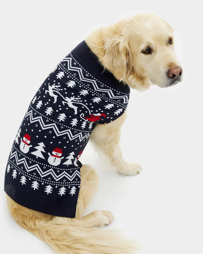 Dog Christmas Sweater - Trees, Snowmen, and Santa Design