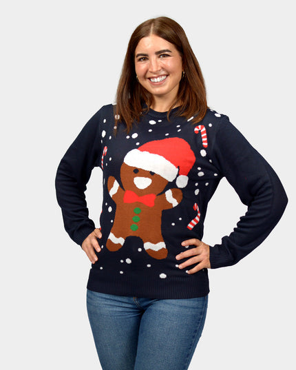 Blue Gingerbread Couples Christmas Sweater
