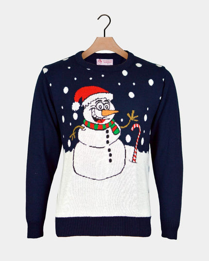 Navy Blue Christmas Sweater with Snowman