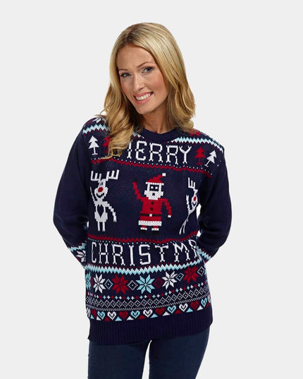 Navy Blue Merry Christmas Couple Sweater