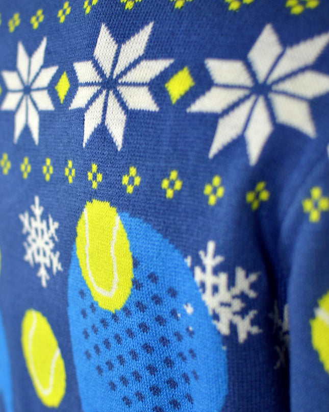 Blauer Padel-Weihnachtspullover