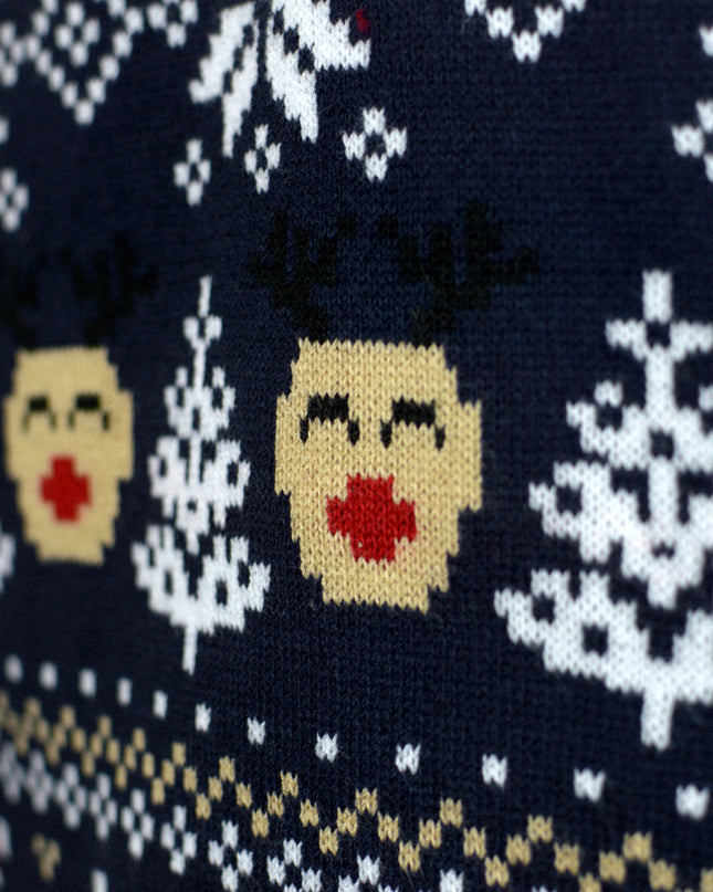 Blue Snowmen and Trees Christmas Sweater for Couples