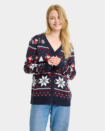 Blue Polar Stars Cardigan for Couples Christmas Sweater