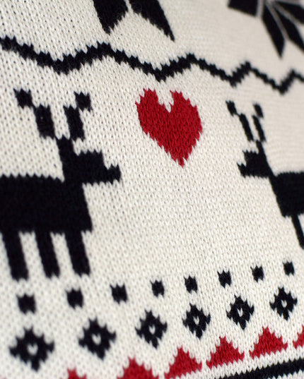 Schicker beigefarbener Weihnachtspullover für Paare mit Rollkragen