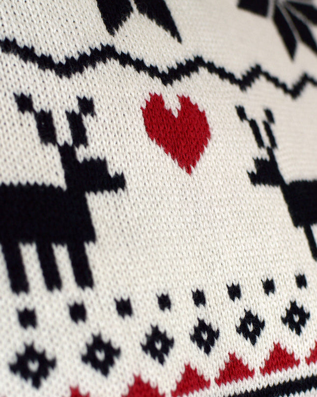 Chic Beige Christmas Sweater for Couples with Rolled Neck