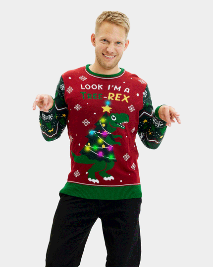 LED Christmas Tree-Rex Couples Christmas Sweater