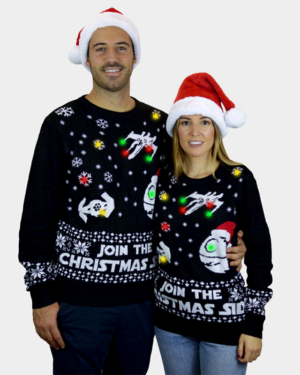 LED "Join the Christmas Side" Couples Sweater