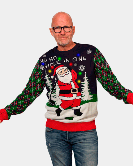 LED Golfing Santa Couples Christmas Sweater