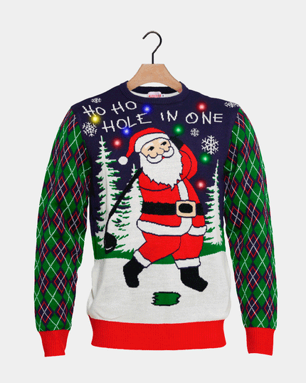 LED Golfing Santa Couples Christmas Sweater