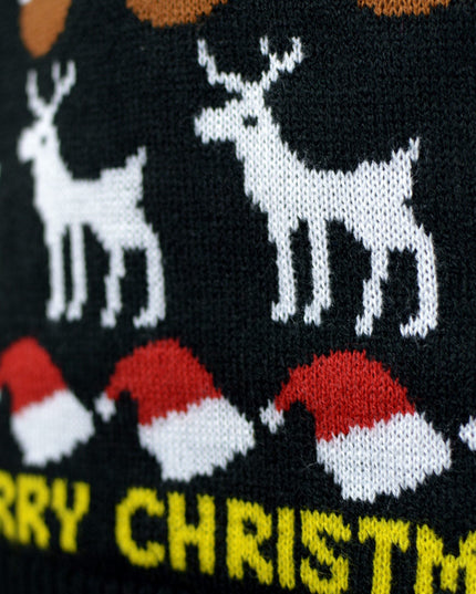 Black Christmas Sweater for Couples with Trees and Reindeer