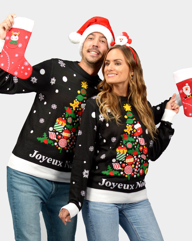 Black "Merry Christmas" Couples Christmas Sweater