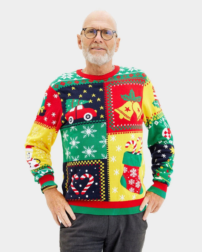 Organic Cotton Patchwork Couple Christmas Sweater