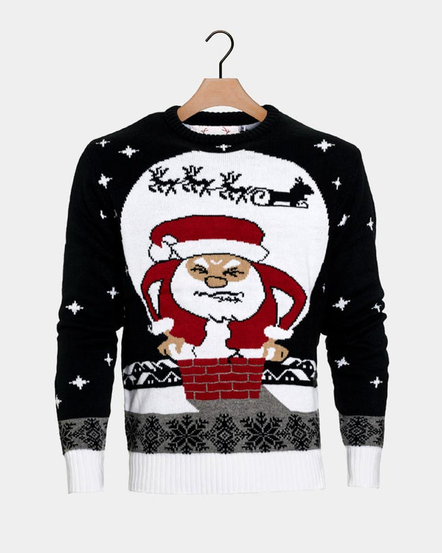 Santa Stuck in Chimney Christmas Sweater for Couples