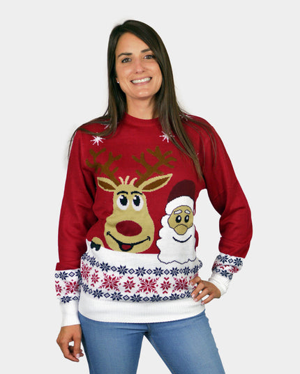 Weihnachtspullover für lächelnde Weihnachtsmänner und Rentiere