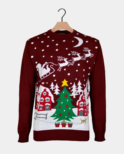Christmas Sweater with Santa, Sleigh, and Tree