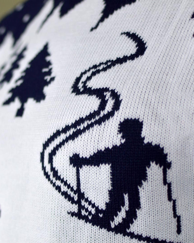 Ski Slope and Skiers Christmas Sweater for Couples
