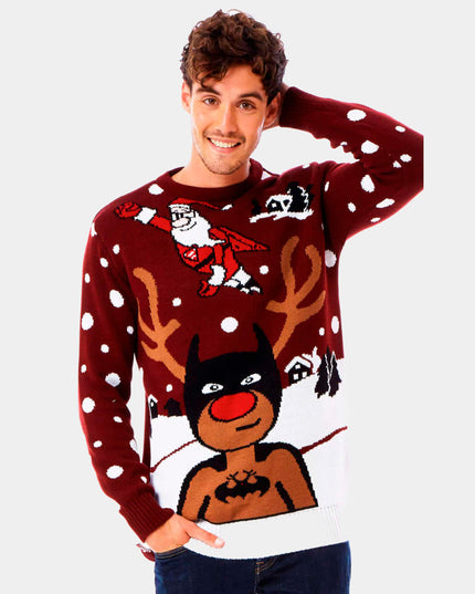 Women's Santa, Batman, and Superman Christmas Sweater