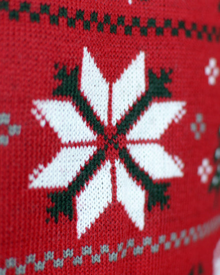 Red Couple Christmas Sweater with Reindeer and Trees
