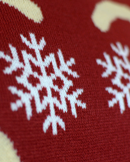 Couples Christmas Sweater with Red-Nosed Rudolph