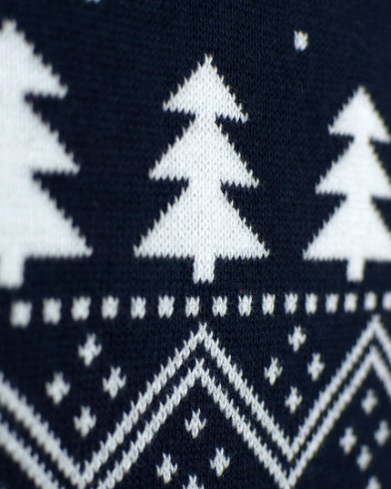 Blue Couple Christmas Sweater with Trees and Snowmen
