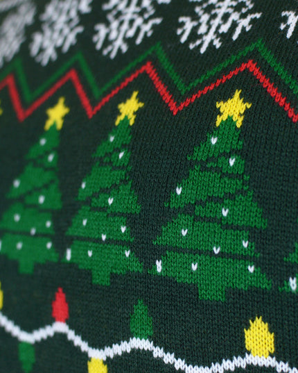 „Frohe Feiertage“ – Grüner Weihnachtspullover für Paare