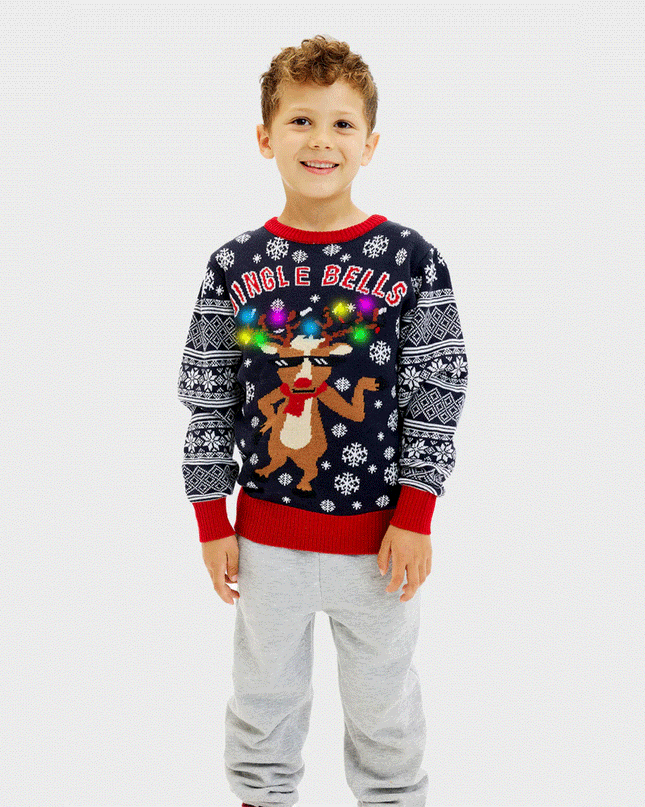 LED Light-Up Jingle Bells Christmas Sweater for Kids