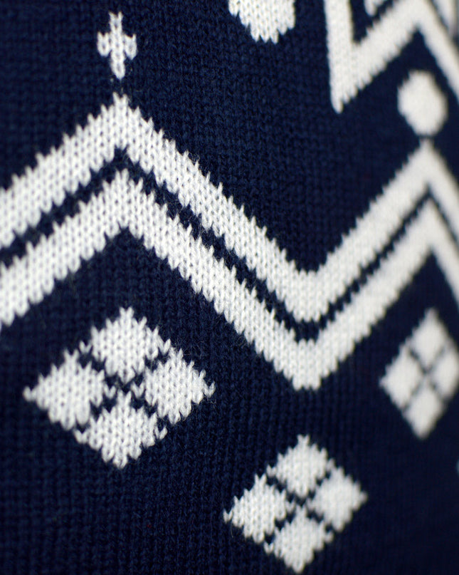 Kids Christmas Sweater Blue with Reindeer and Nordic Stars