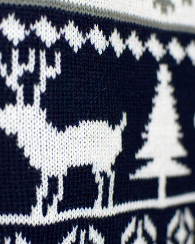 Striped Christmas Sweater for Kids with Reindeer and Trees