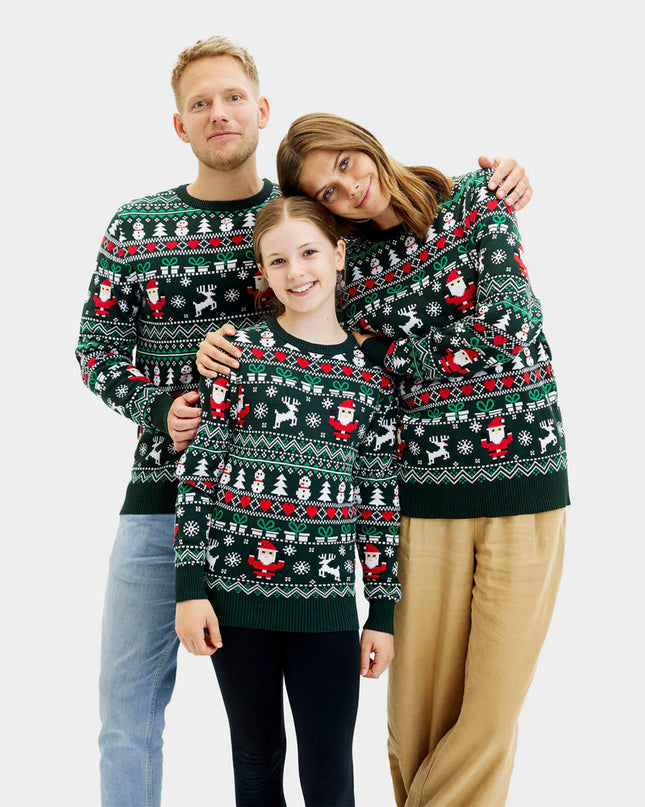 Joyful Green Organic Cotton Christmas Sweater for Kids