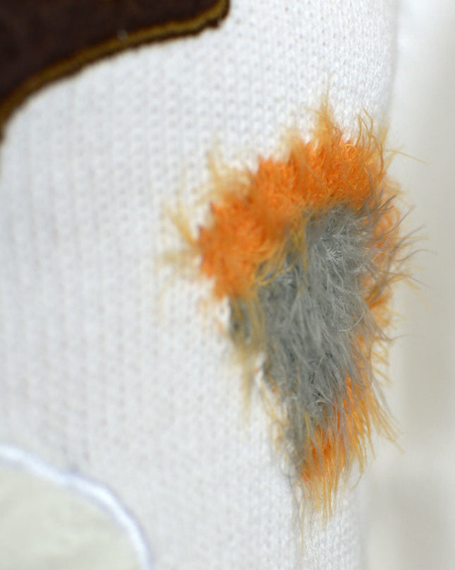 Kids Christmas Sweater White with 3D Reindeer Design