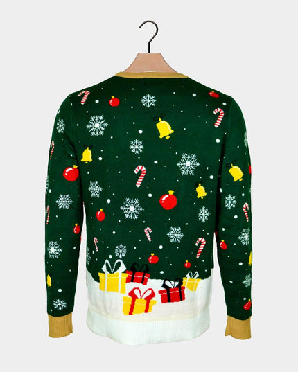 Kids Christmas Sweater LED Light-Up Santa Tied Up