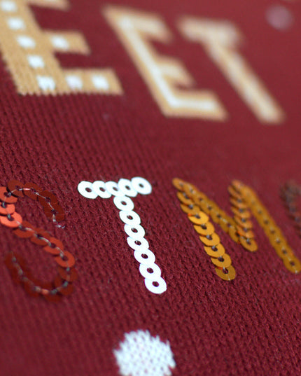 Weihnachtspullover für Kinder, roter LED-Leucht-Lebkuchen