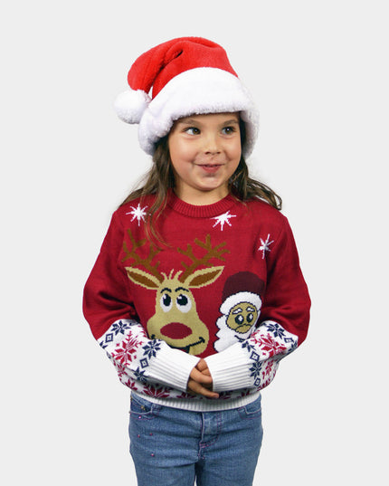 Kids Christmas Sweater with Smiling Reindeer
