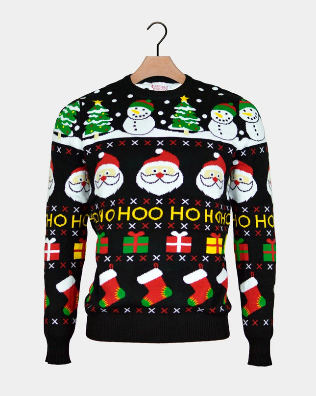 Kids Organic Cotton Sweater with Santa and Snowmen