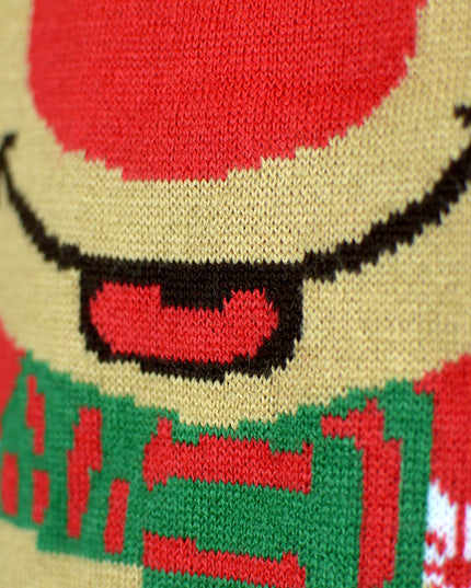 Kids Christmas Sweater with Reindeer and Scarf Design
