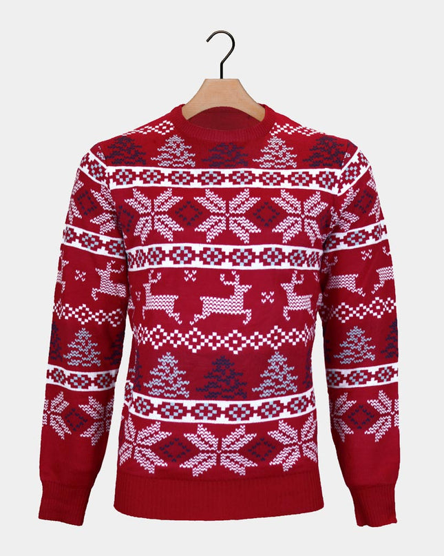 Kids Christmas Sweater Red with Polar Stars Design