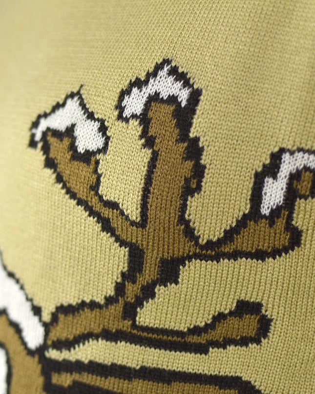 Beiger Weihnachtspullover mit lächelndem Rentier | Outlet-Verkauf