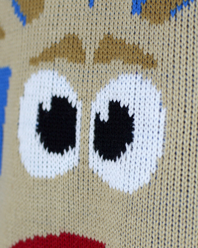 Sky Blue Christmas Sweater for Family with Reindeer and Snow