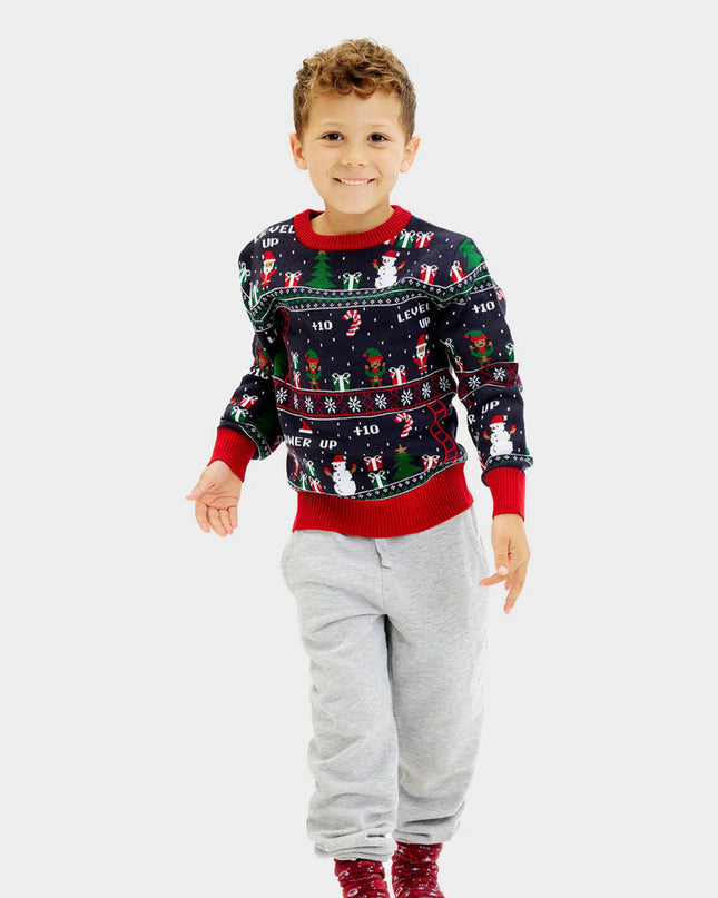 Retro-Videospiel-Weihnachtspullover für die Familie