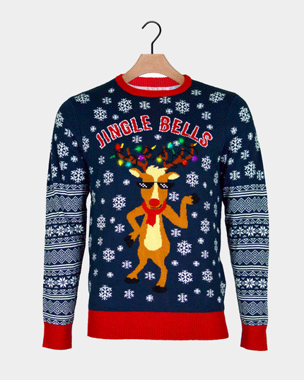 Christmas Sweater for Family with Light-Up LED Jingle Bells