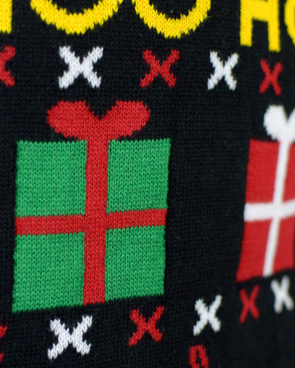 Weihnachtspullover für die ganze Familie mit Weihnachtsmann, Geschenken und Schneemännern aus Bio-Baumwolle