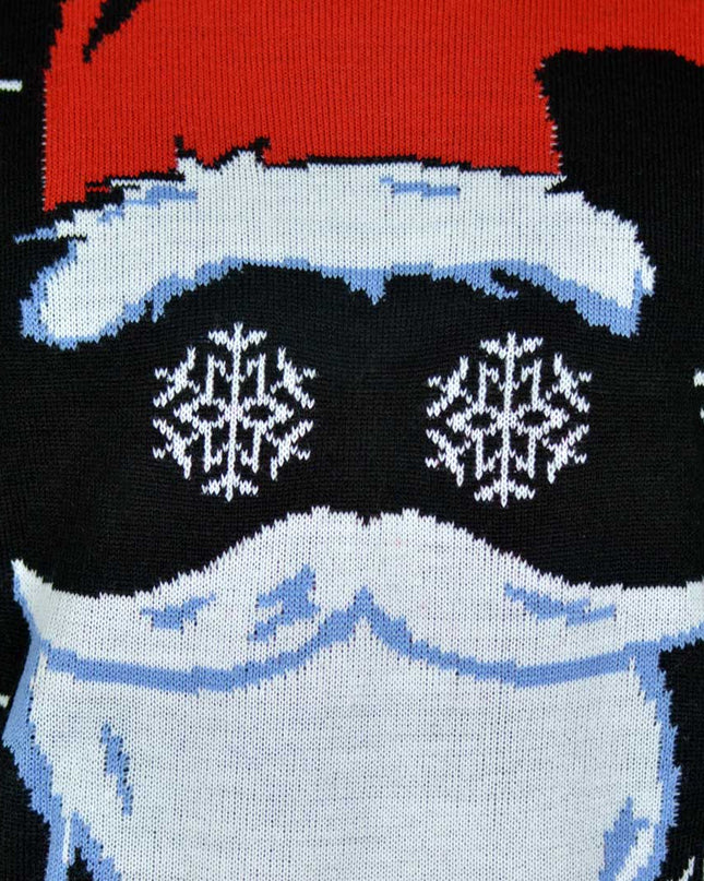 Schwarzer Weihnachtsmann-Pullover