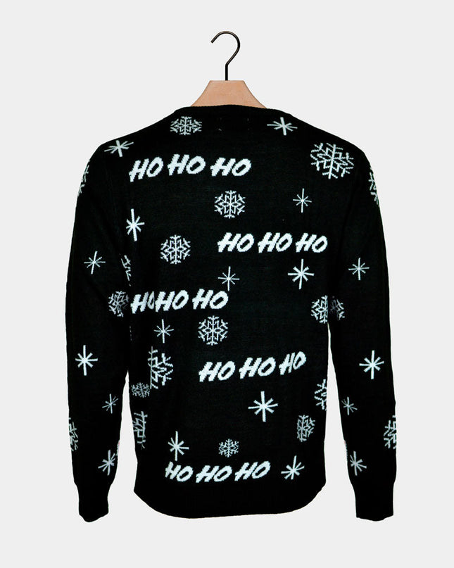 Schwarzer Weihnachtsmann-Pullover